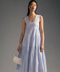 Anthropologie Square-Neck Tiered Babydoll Dress