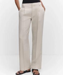 Mango Pleat Straight Trousers