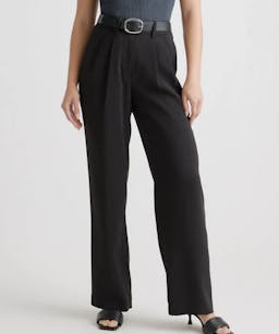 Stretch Crepe Pleated Ankle Pant