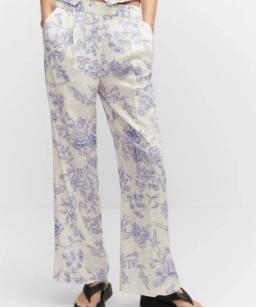 Mango Printed Linen Pants