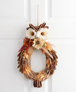 Harvest Owl Wood Curl Wreath