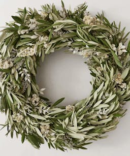FRESH OLIVE AND DRIED FLORAL WREATH