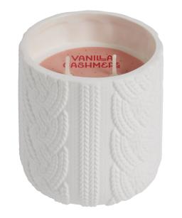 White Cable Knit Vanilla Cashmere Scented Candle