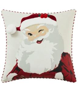 My Texas House Jolly Santa 20" x 20" White/Red Reversible Decorative Pillow Cover