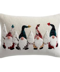 Ivory Multicolor Forest Gnomes Lumbar Pillow