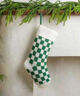 Green and White Checkered Stocking