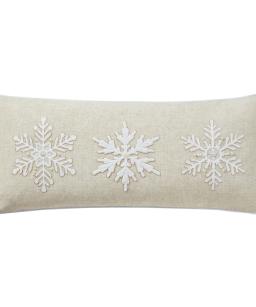 My Texas House Kris 12" x 28" Ivory Snowflake Cotton Decorative Pillow Cover