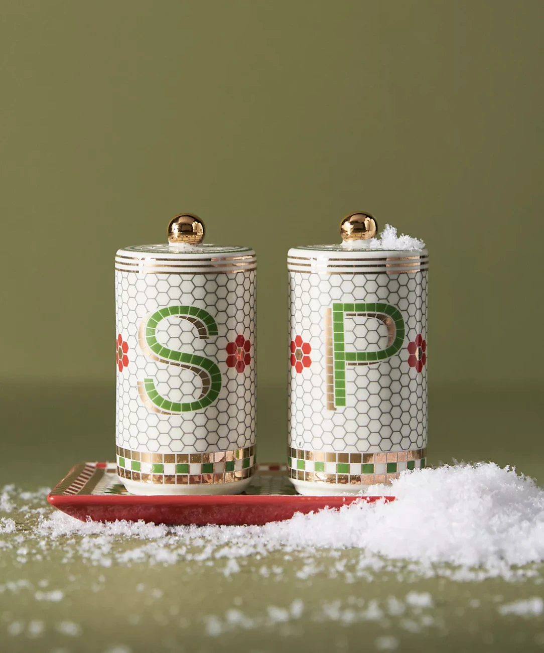 Festive Bistro Tile Salt & Pepper Shakers