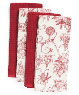 THE FARMHOUSE BY RACHEL ASHWELL Set Of 4 Christmas Toile Kitchen Towels