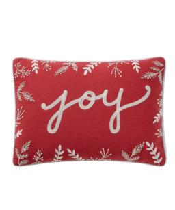 My Texas House Joy 14" x 20" Red Embroidered Cotton Decorative Pillow Cover