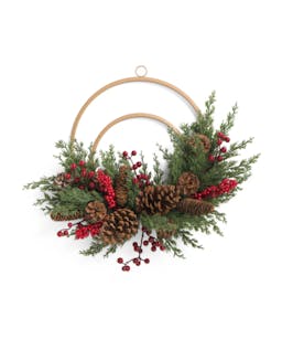 THE FARMHOUSE BY RACHEL ASHWELL 24in Berries Pinecone Metal Double Ring Wreath