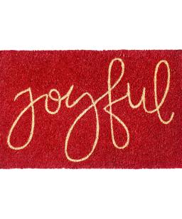 Red and Natural Joyful Coir Doormat