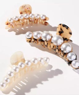 Pearl Embellished Hair Claw Clips